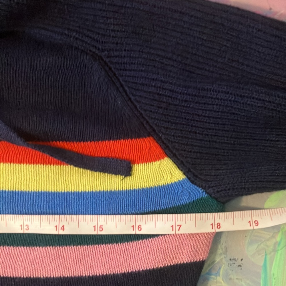 Style & Co Rainbow Stripe Knit Kangaroo Pocket Hoodie Sweater, Small, Fit=Medium - Picture 11 of 14